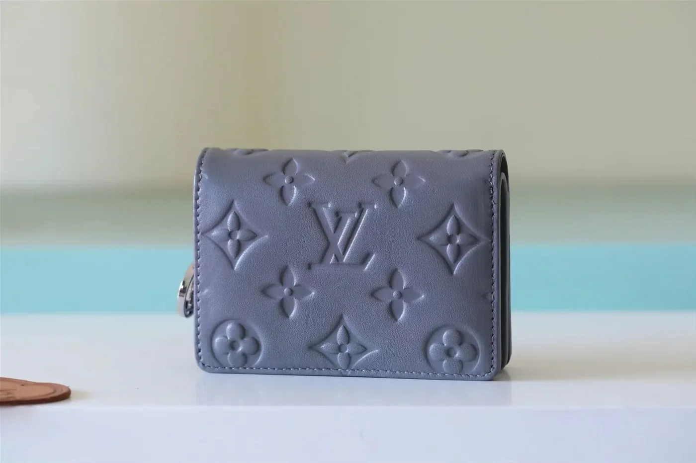 Louis Vuitton Lou Wallet / Monogram Embossed Grey Silver Hardware Louis Vuitton Lou Wallet / Monogram Embossed Grey Silver Hardware