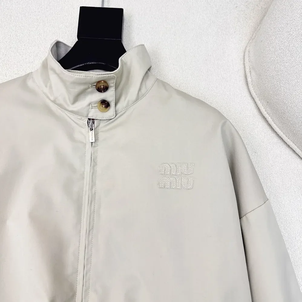 Miu Miu Panama Cotton Blouson Jacket for Women Miu Miu Panama Cotton Blouson Jacket for Women