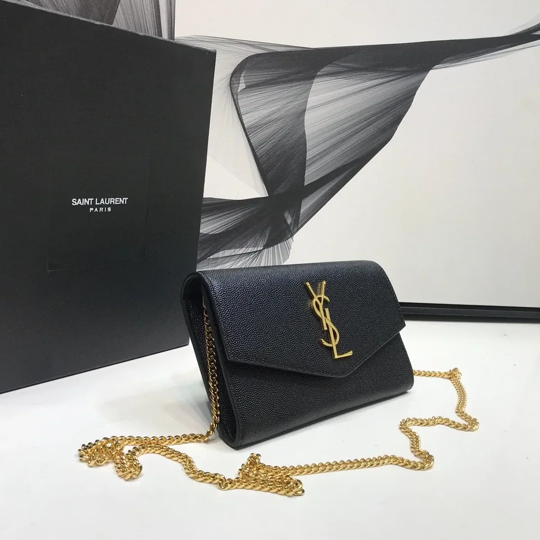 Saint Laurent Uptown Chain Wallet Black in YSL Saint Laurent Uptown Chain Wallet Black in YSL