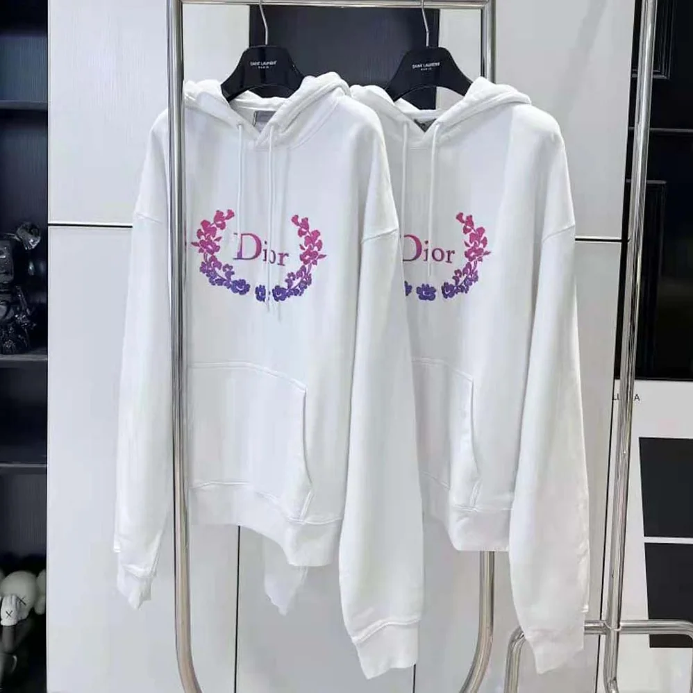 Dior Relaxed-Fit Hooded Sweatshirt White Cotton Fleece for Men Dior Relaxed-Fit Hooded Sweatshirt White Cotton Fleece for Men