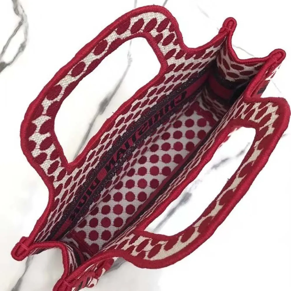 Dior Mini Dioramour Dior Book Tote White and Red Dior Dots Embroidery for Women Dior Mini Dioramour Dior Book Tote White and Red Dior Dots Embroidery for Women