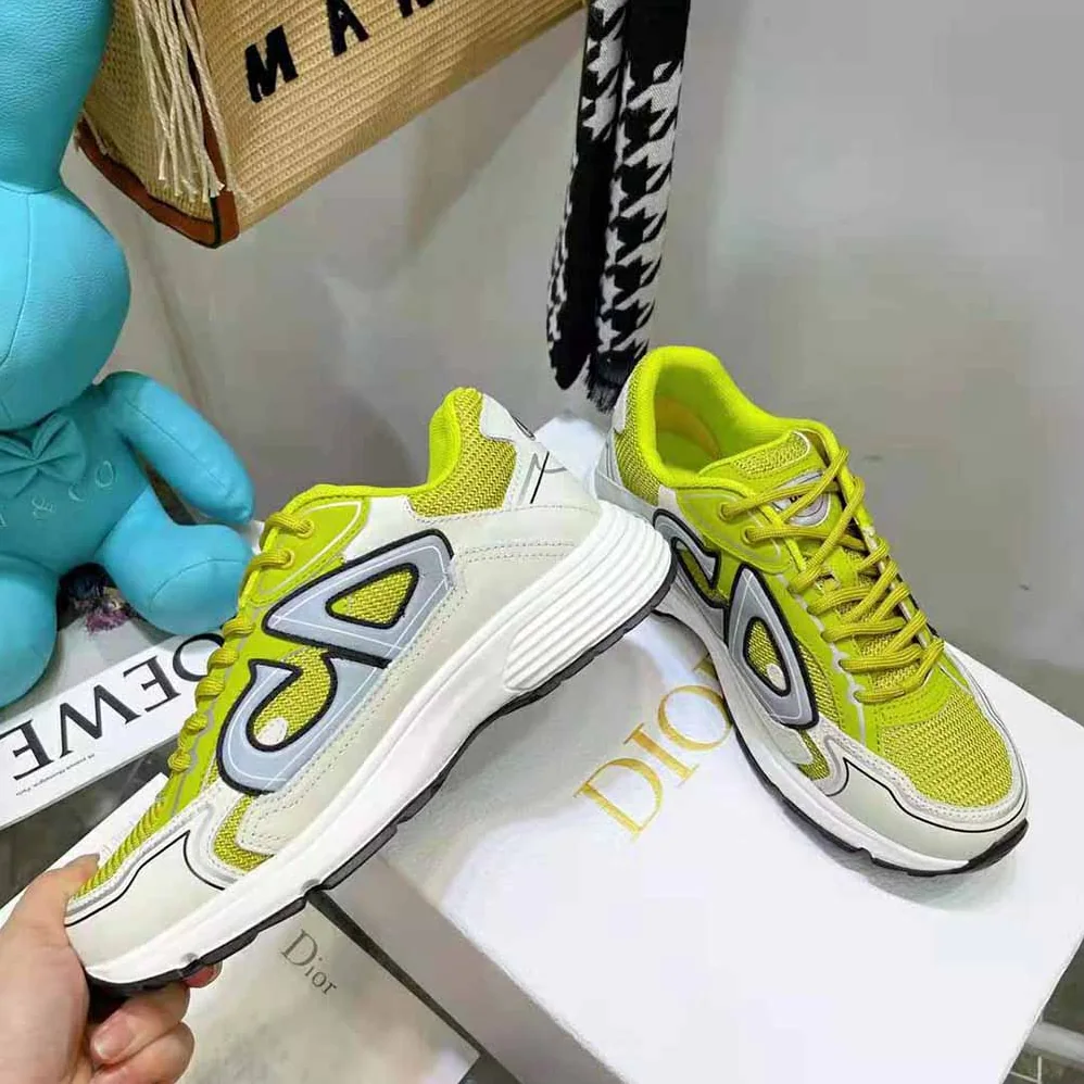 Dior B30 Sneaker Yellow Mesh and White Technical Fabric for Men