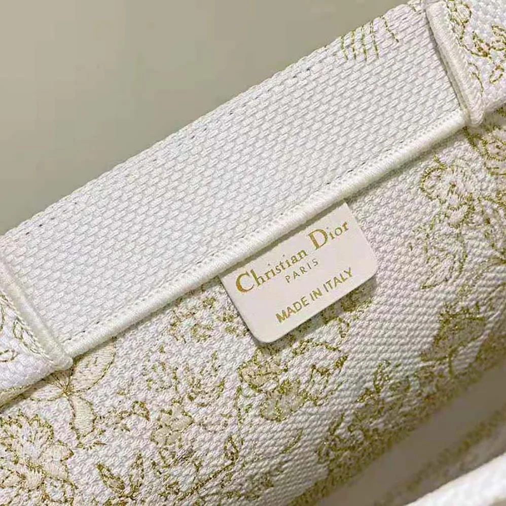 Dior Medium Dior Book Tote Dior Jardin D'Hiver Embroidery with Gold for Women in Tone Metallic Thread