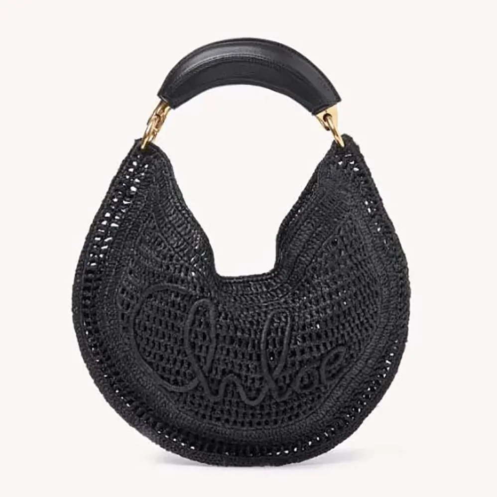 Chloe Summer Banana Hobo Bag In Raffia for Women in Black