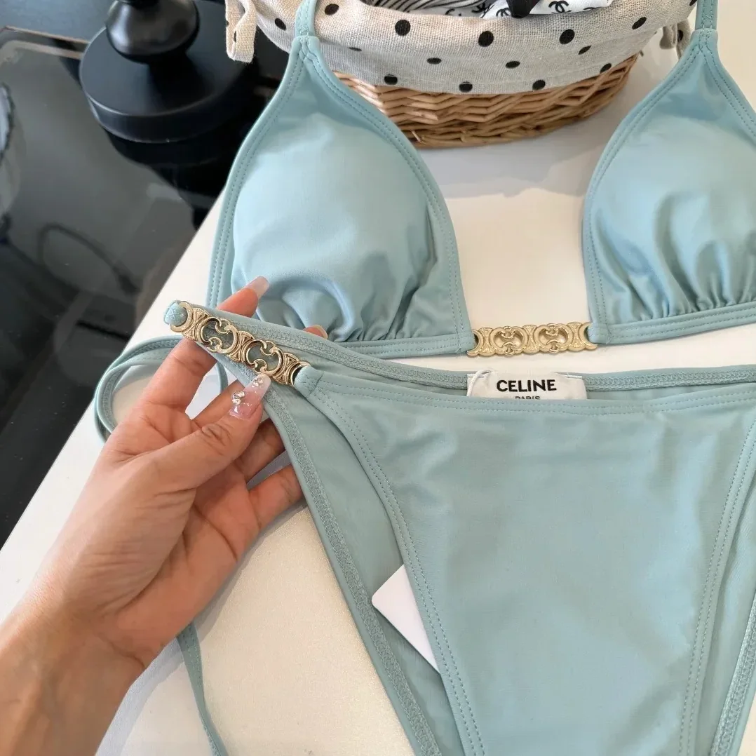 Celine Triomphe Triangle Bikini Mineral Blue Celine Triomphe Triangle Bikini Mineral Blue