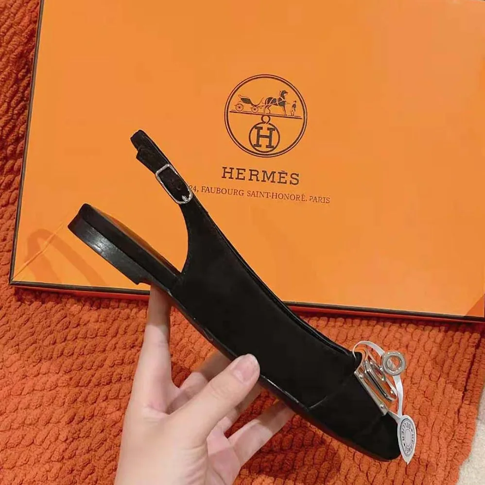 Hermes Innocente Slingback in Goatskin-Black H241157Z for Women Hermes Innocente Slingback in Goatskin-Black H241157Z for Women