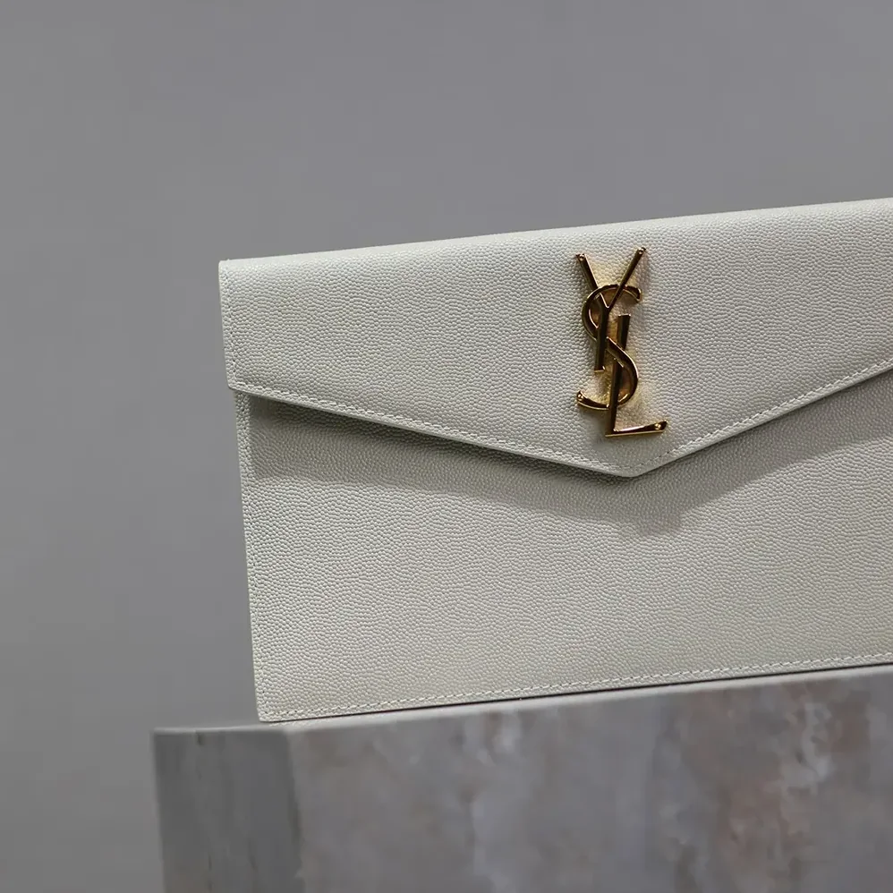 Saint Laurent YSL Uptown Pouch in Grain De Poudre Embossed Leather for Women