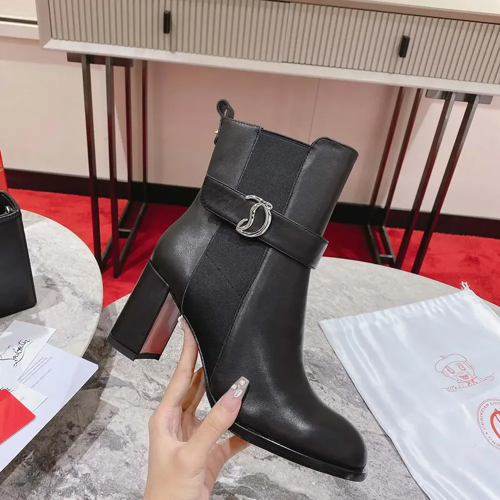 Christian Louboutin CL Chelsea Lug 100 mm Low Boots Calf Leather for Women in Black