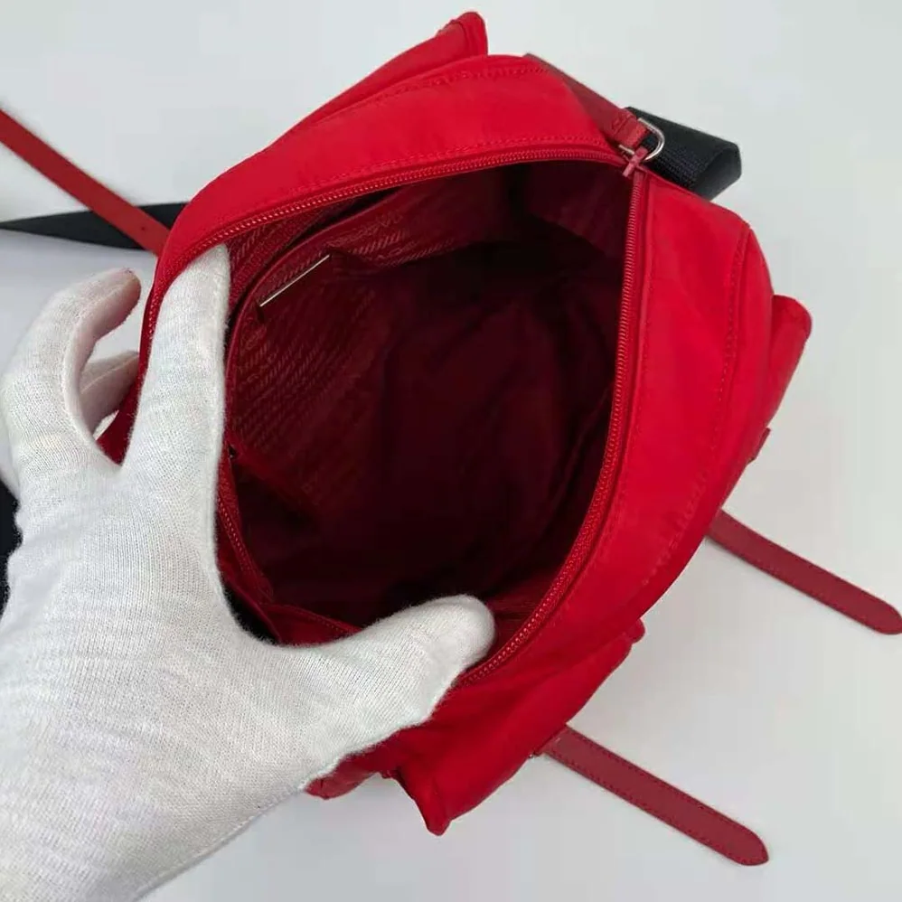 Prada Nylon Shoulder Bag for Women in Red