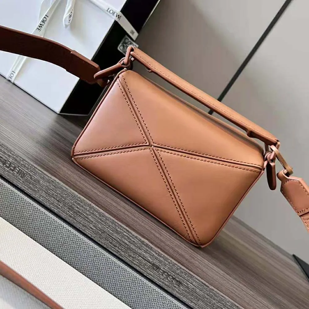 Loewe Mini Puzzle Bag in Satin Calfskin for Women in Brown Loewe Mini Puzzle Bag in Satin Calfskin for Women in Brown