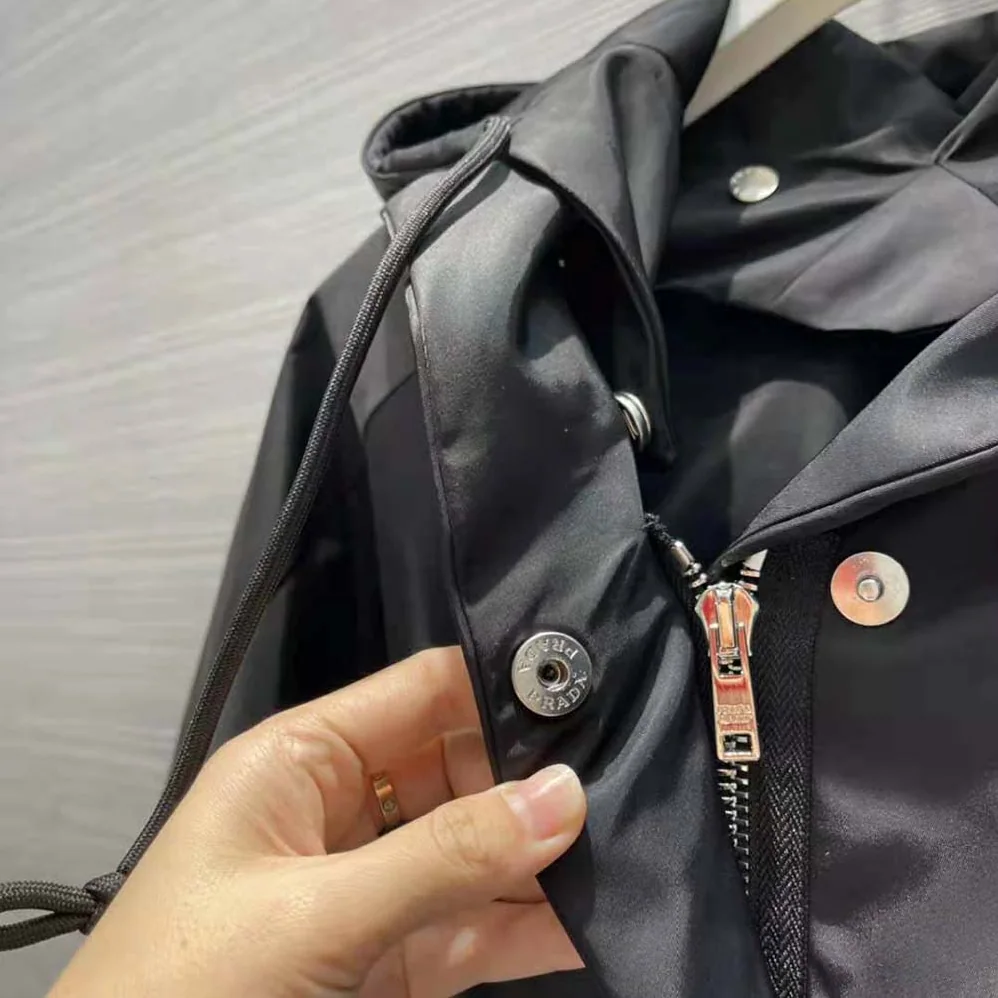 Prada Re-Nylon Gabardine Blouson Jacket for Women in Black