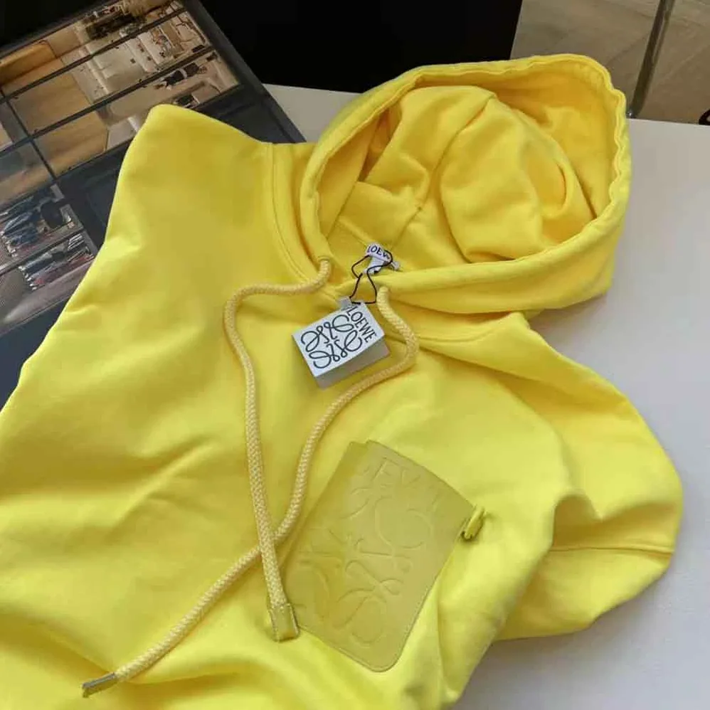 Loewe Anagram Patch Hoodie in Cotton for Women in Yellow