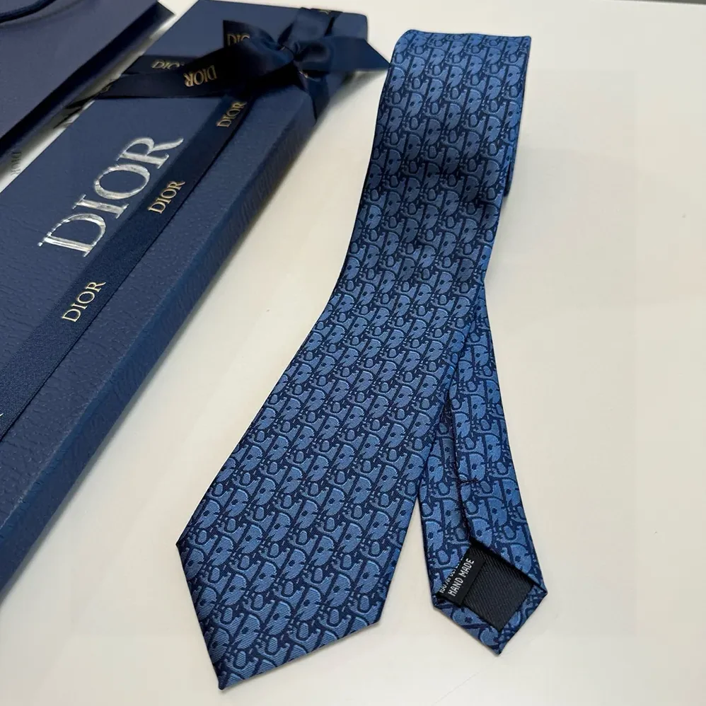 Dior Oblique Tie Blue and Black Silk for Men Dior Oblique Tie Blue and Black Silk for Men