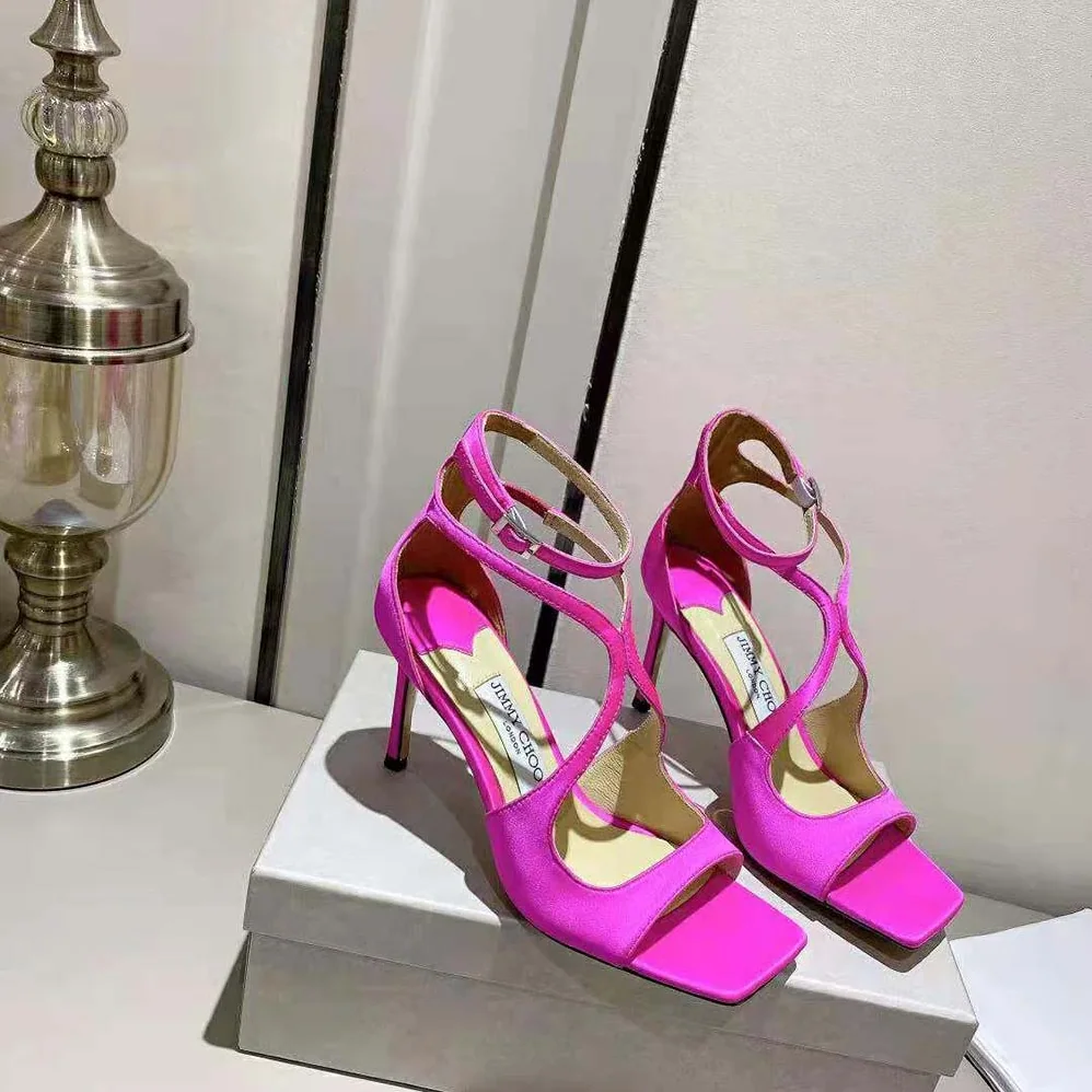 Jimmy Choo Azia 110 Fuchsia Satin Sandals for Women Jimmy Choo Azia 110 Fuchsia Satin Sandals for Women
