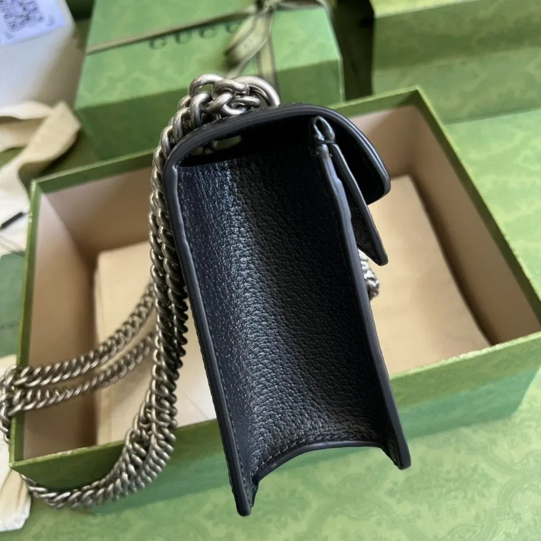 Gucci Dionysus Small Shoulder Bag / Black/ Ivory GG Denim Jacquard Antique Silver Hardware