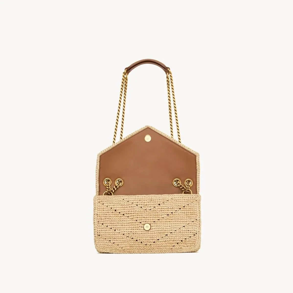 Saint Laurent Loulou Small Shoulder Bag in Beige Raffia Gold Hardware Saint Laurent Loulou Small Shoulder Bag in Beige Raffia Gold Hardware