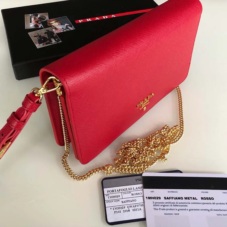 Prada Saffiano Leather Mini Bag for Women in Red Prada Saffiano Leather Mini Bag for Women in Red