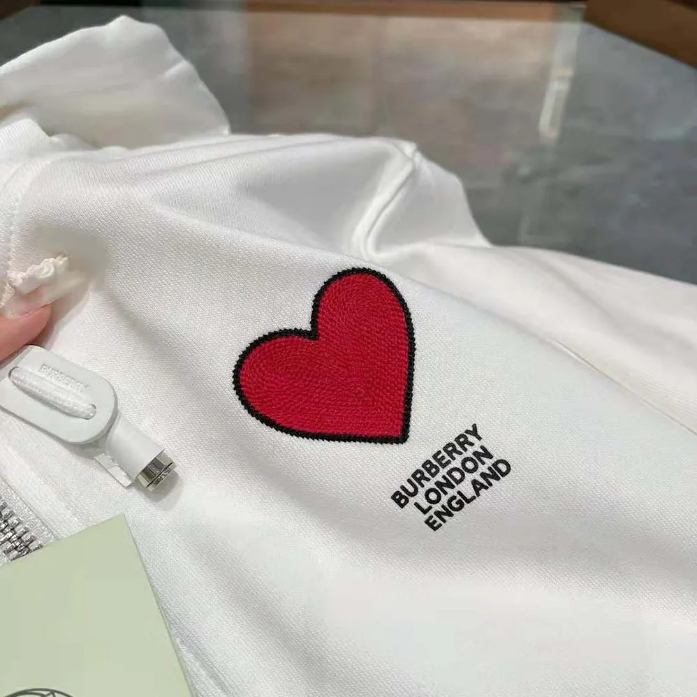 Burberry Heart Motif Cotton Hooded Top for Men in White