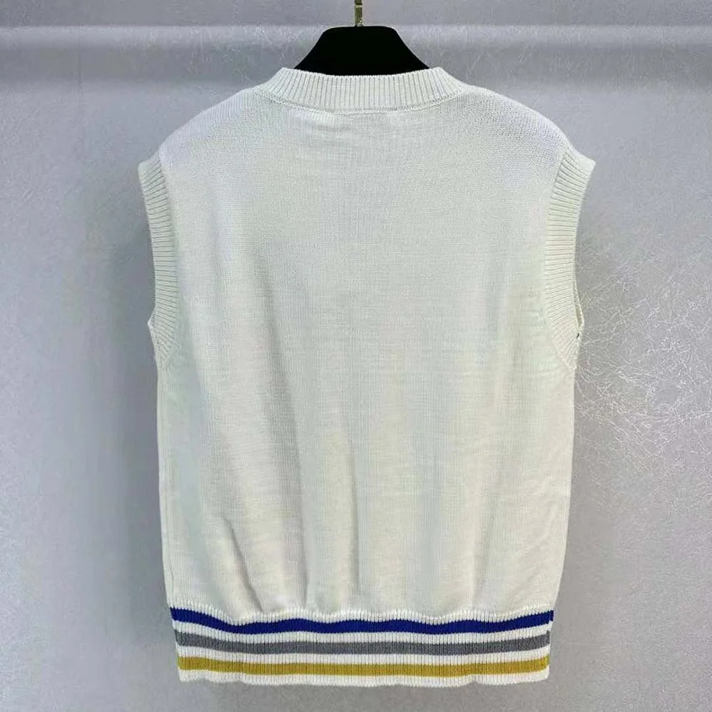 Dior Sleeveless Sweater Beige Wool and Cashmere Intarsia for Men