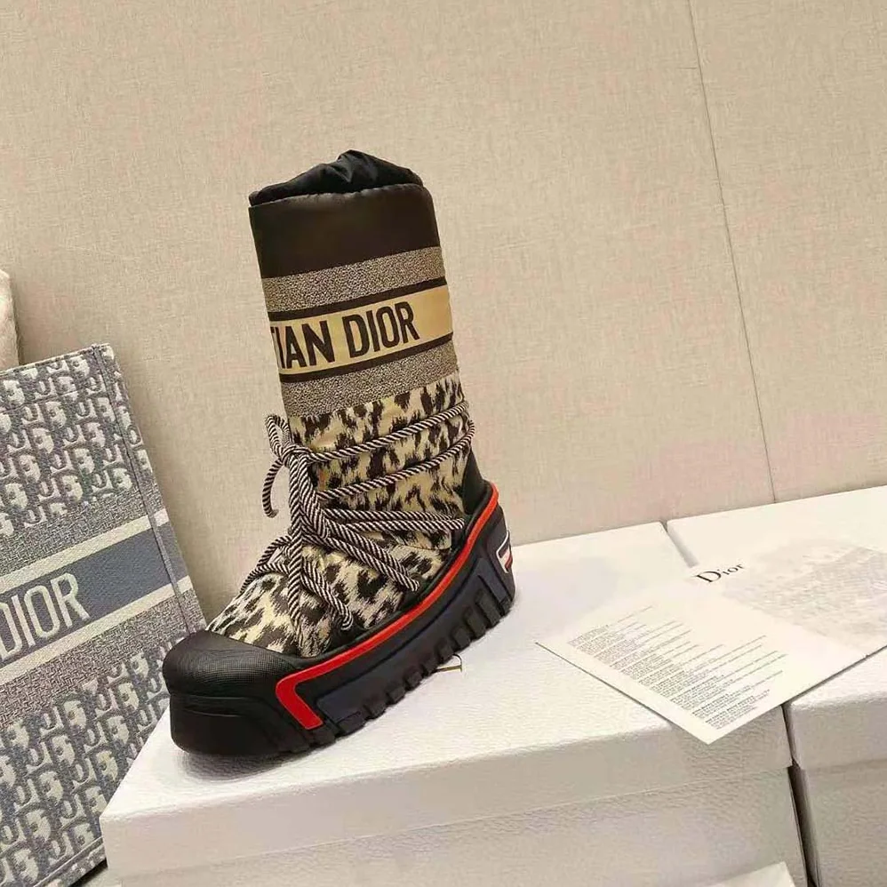 Dior Dioralps Snow Boot Beige Multicolor Mizza Shiny Nylon for Women Dior Dioralps Snow Boot Beige Multicolor Mizza Shiny Nylon for Women