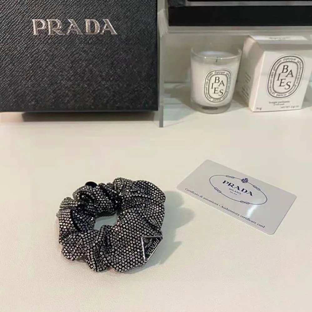 Prada Luminous Crystals Embellish this Satin Scrunchie for Women