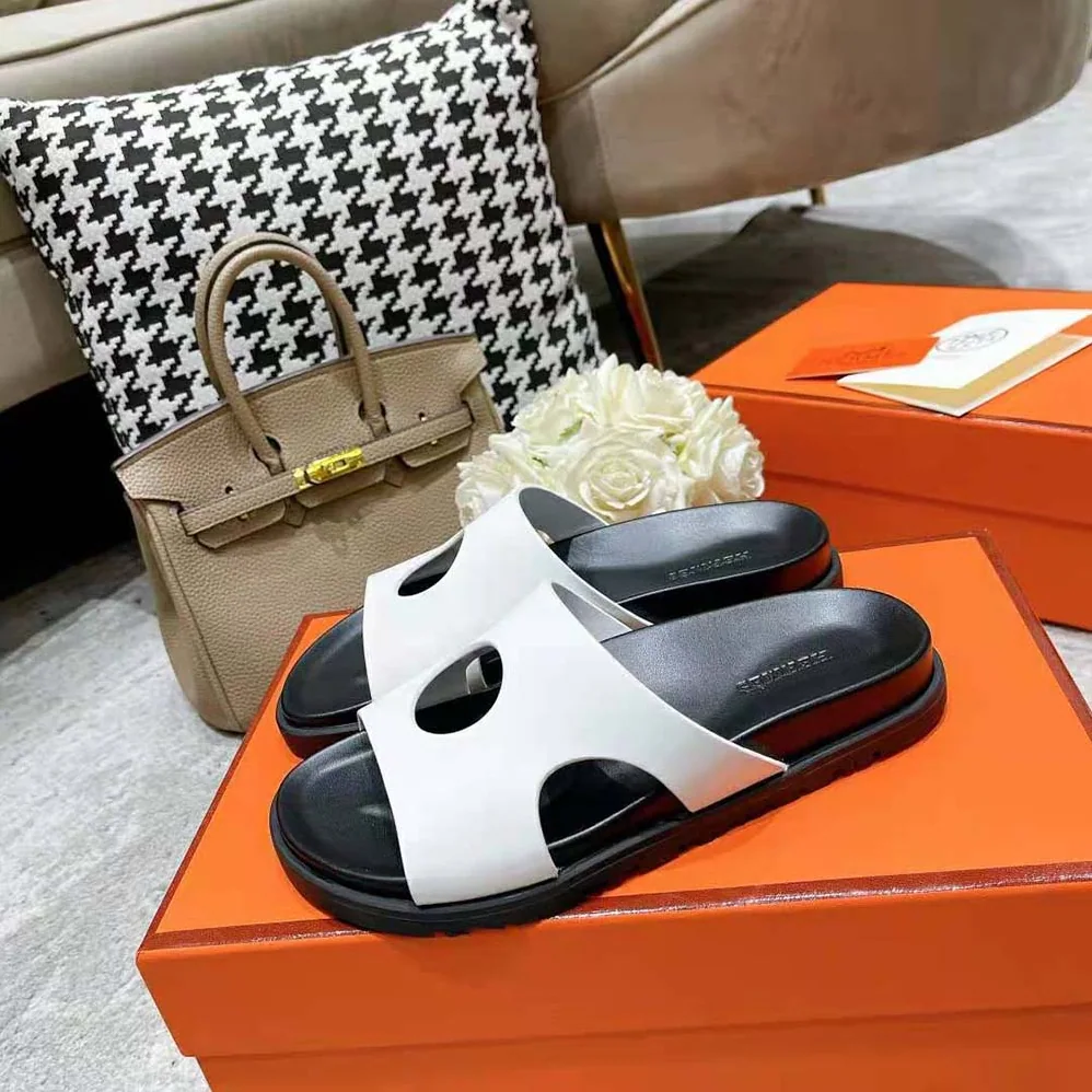 Hermes Edith Sandal in Calfskin with Perforated Upper for Women in White Hermes Edith Sandal in Calfskin with Perforated Upper for Women in White