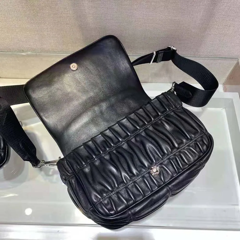 Prada Gaufre Nappa Leather Shoulder Bag for Women in Black