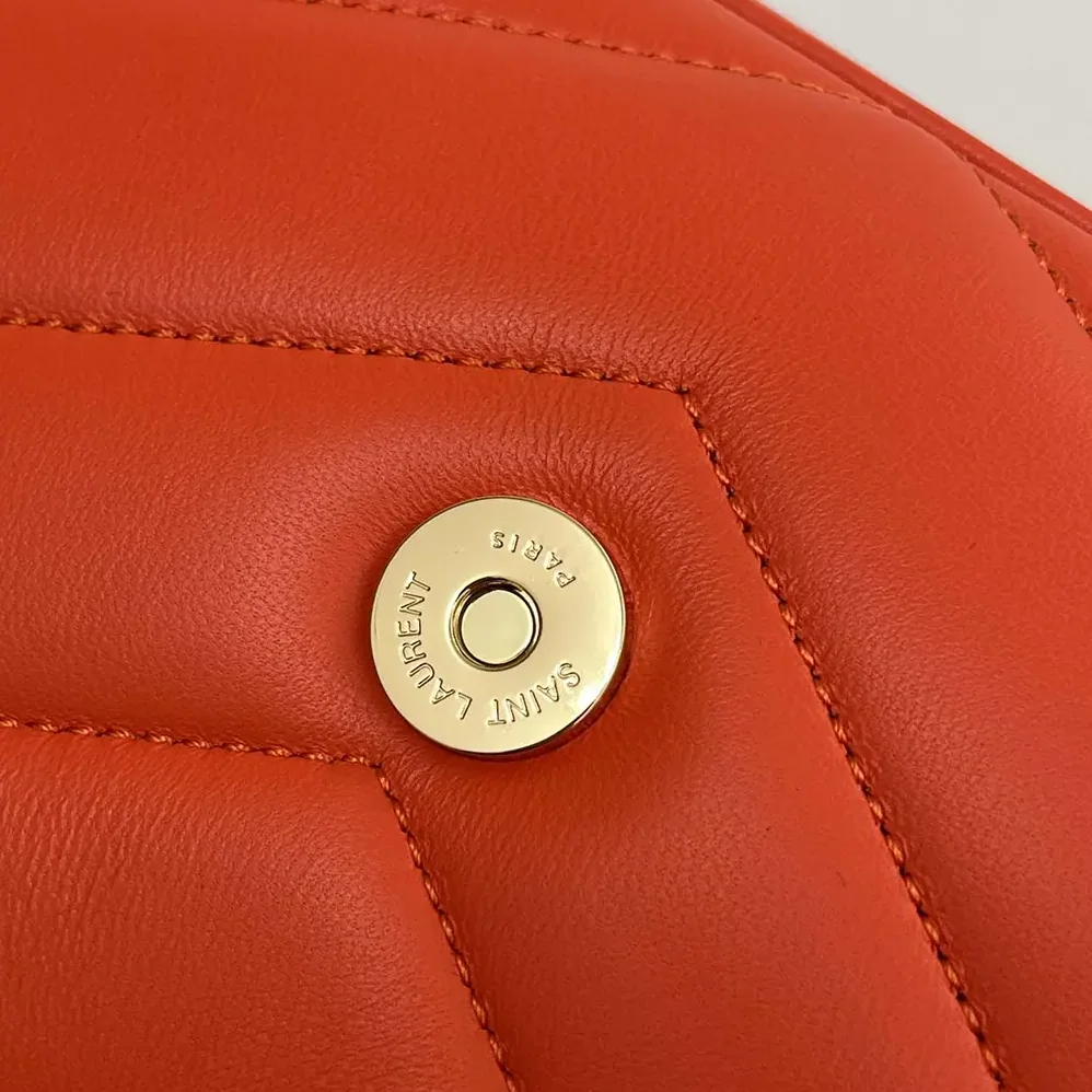 Saint Laurent YSL Loulou Medium in Matelasse Lambskin for Women in Orange Saint Laurent YSL Loulou Medium in Matelasse Lambskin for Women in Orange