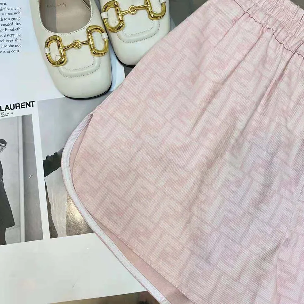 Fendi Pink Denim Shorts with A Rounded Hem for Women Fendi Pink Denim Shorts with A Rounded Hem for Women