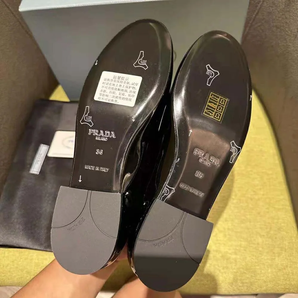 Prada Patent Leather Ballerinas for Women in Black