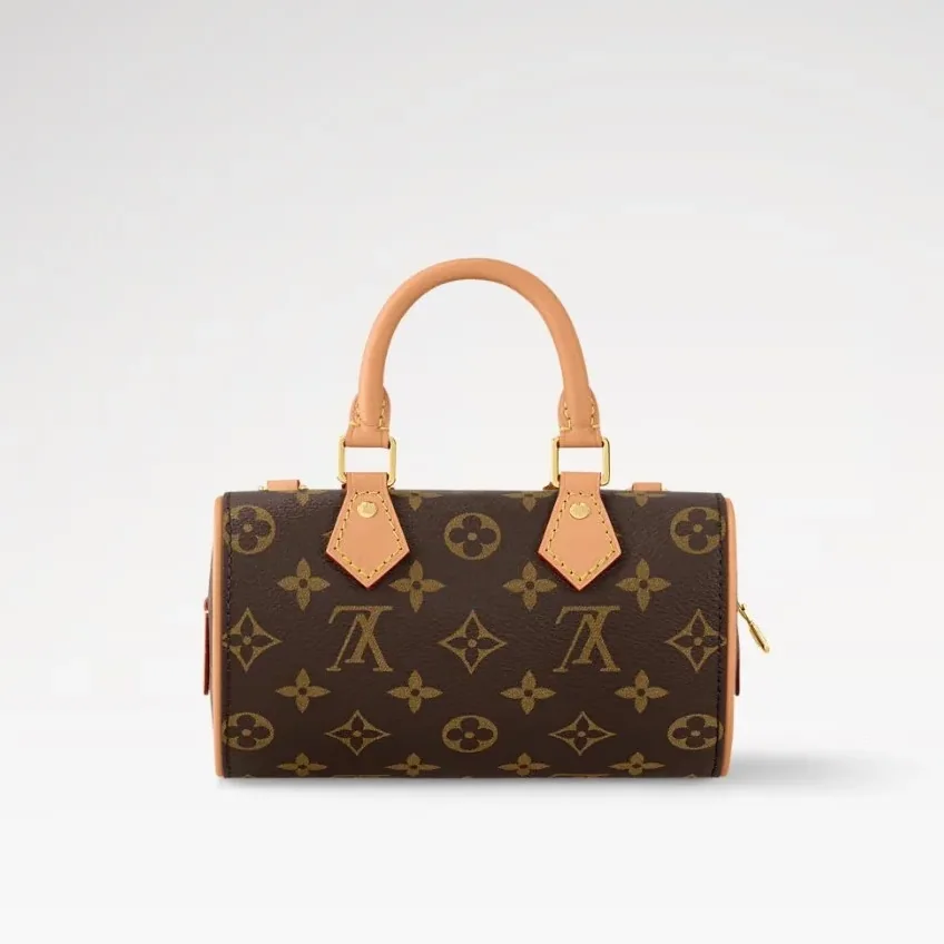 Louis Vuitton Nano Speedy Dating Top Handle Bag in Brown Gold Hardware