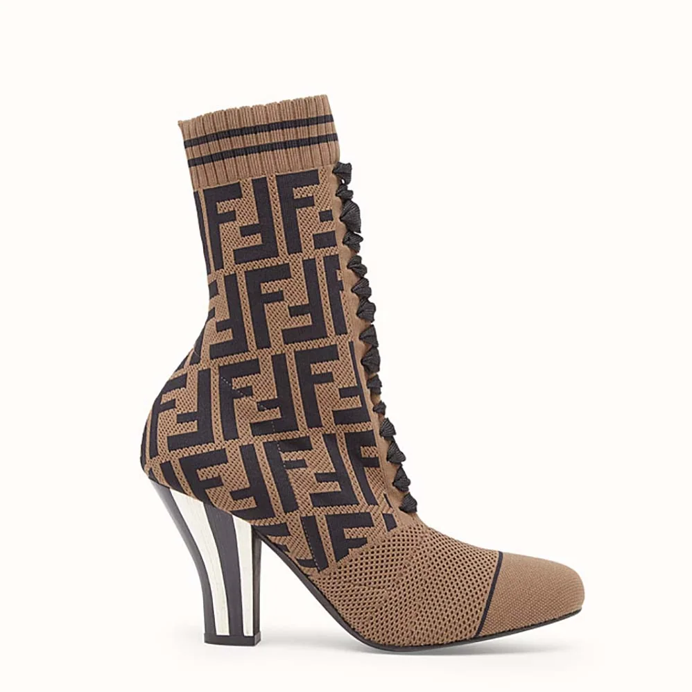 Fendi Ankle Boots Multicolor Fabric Ankle Boots for Women in Brown Fendi Ankle Boots Multicolor Fabric Ankle Boots for Women in Brown
