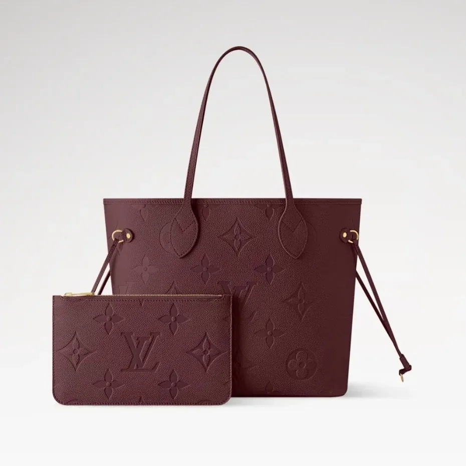Louis Vuitton Neverfull MM Tote Bag in Grenat Gold Hardware