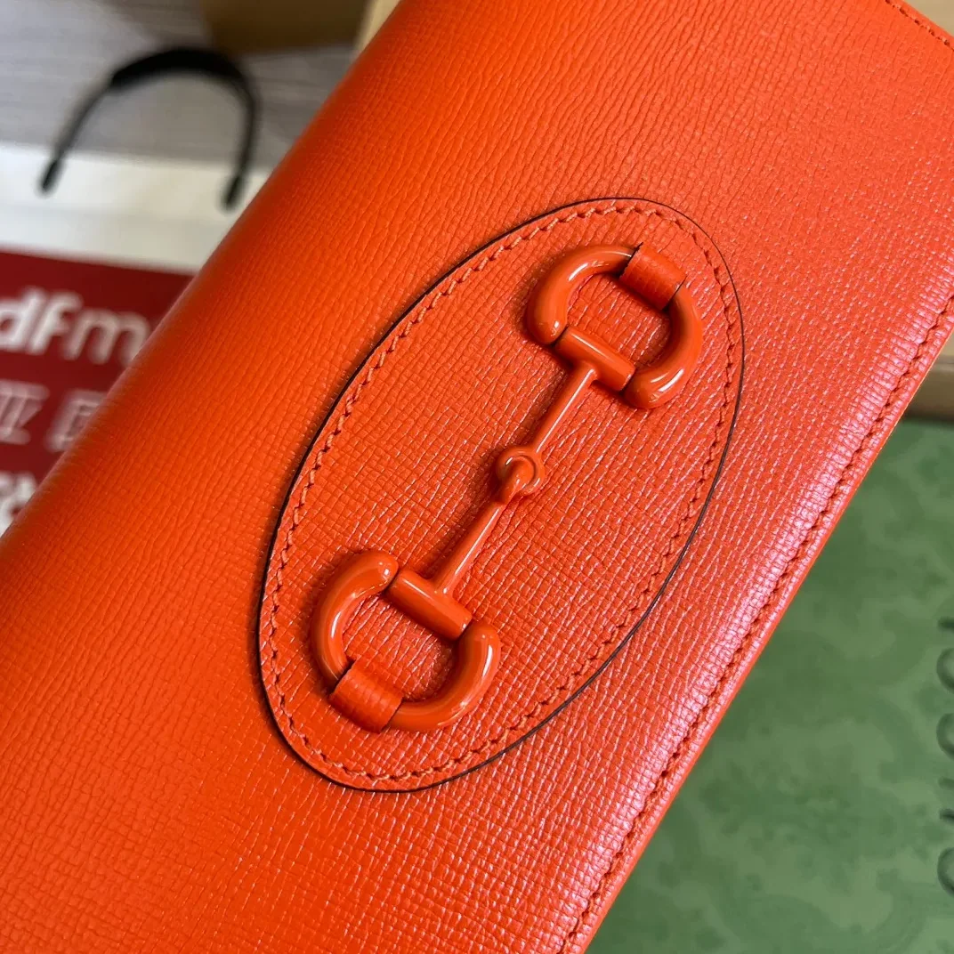 GG Horsebit 1955 Wallet With Chain Orange/Green 1AAJ8 7519 /