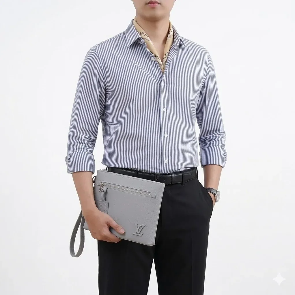 Louis Vuitton Pochette Ipad Clutch & Pouch in Blue Aerogram Silver Hardware