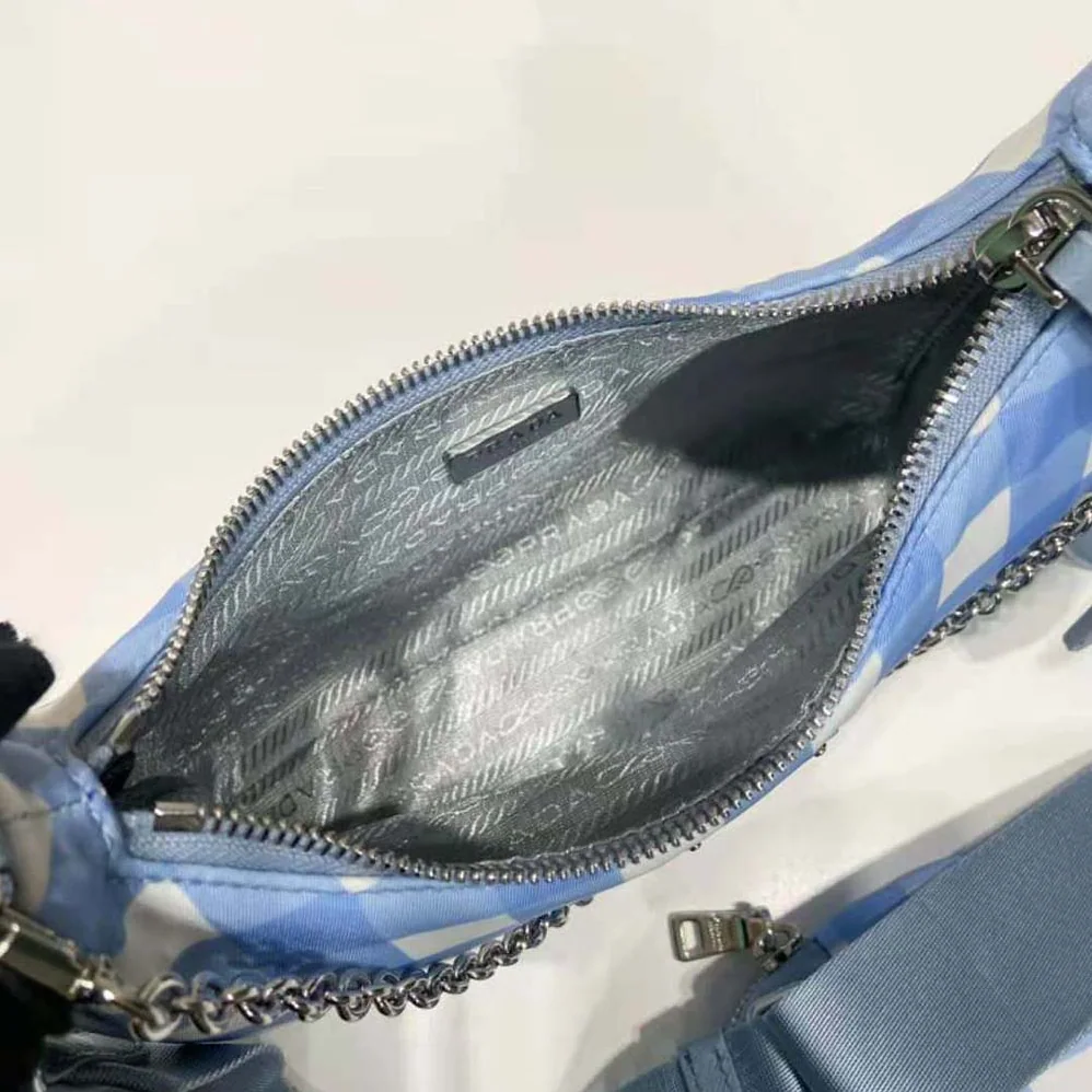 Prada Re-Edition 2005 Printed Re-Nylon Bag for Women in Blue