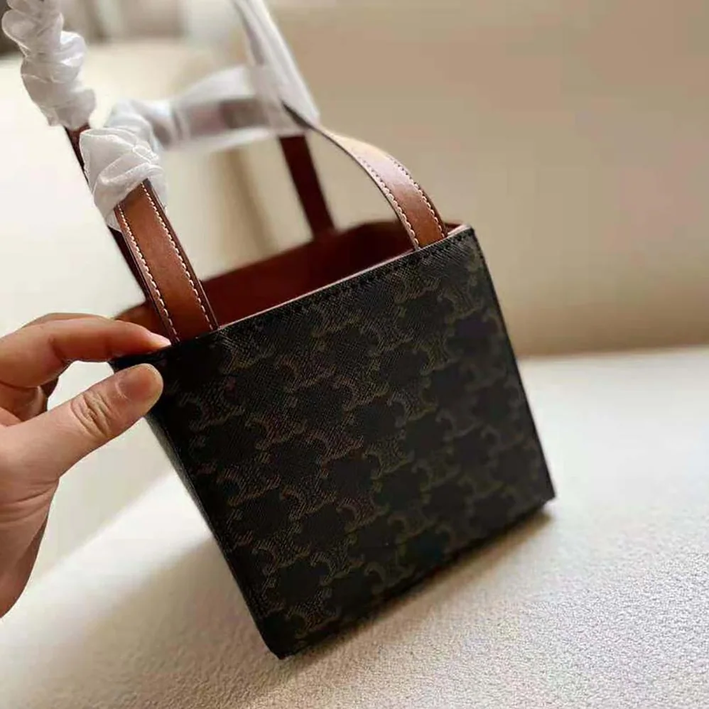 Celine Cube Bag Cuir Triomphe in Triomphe Canvas and Calfskin for Women