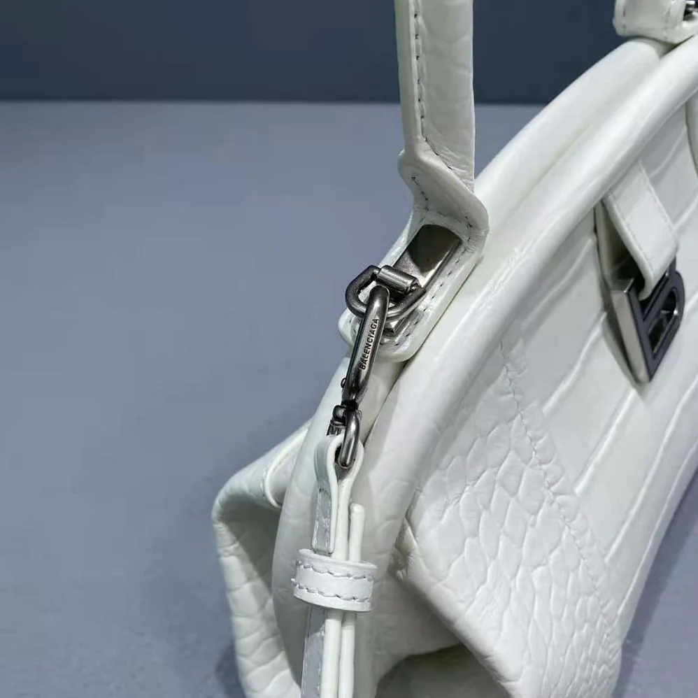 Balenciaga Editor Small Bag in Extra Supple Crocodile Embossed Calfskin in White for Women Balenciaga Editor Small Bag in Extra Supple Crocodile Embossed Calfskin in White for Women
