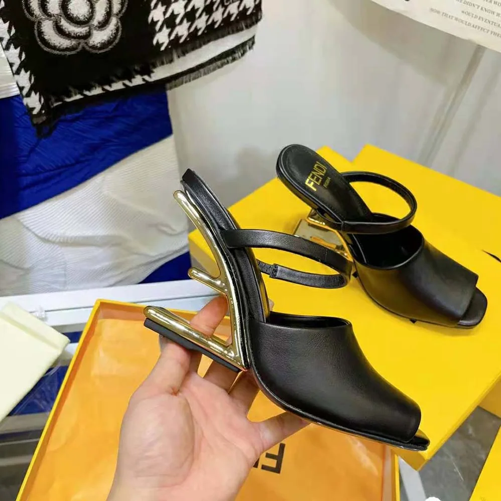 Fendi First Black Leather High for Women in Heeled Sandals Fendi First Black Leather High for Women in Heeled Sandals