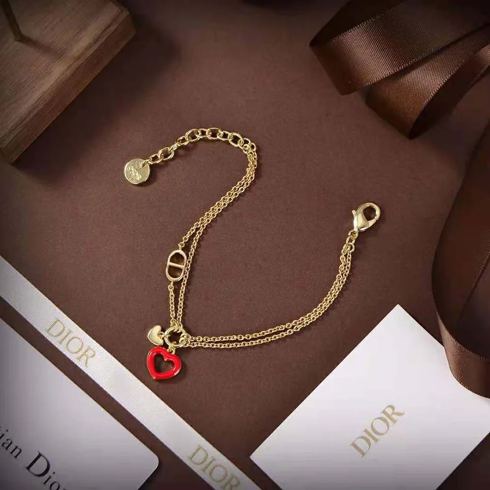 Dior Dioramour Bracelet Gold-Finish Metal and Red Lacquer for Women