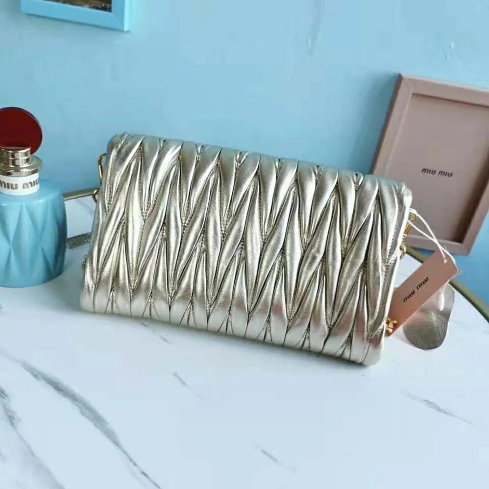 Miu Miu Matelasse Nappa Leather Shoulder Bag for Women in Beige Miu Miu Matelasse Nappa Leather Shoulder Bag for Women in Beige