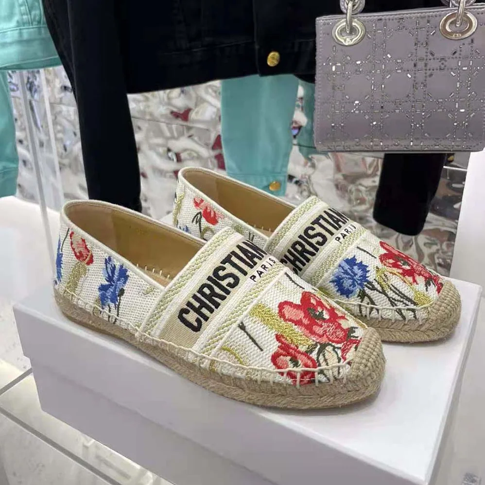 Dior Granville Espadrille Multicolor Cotton with Dior Hibiscus Embroidery for Women Dior Granville Espadrille Multicolor Cotton with Dior Hibiscus Embroidery for Women