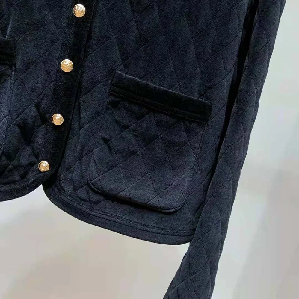 Celine Quilted Cardigan in Velvet Jersey for Women in Black Celine Quilted Cardigan in Velvet Jersey for Women in Black
