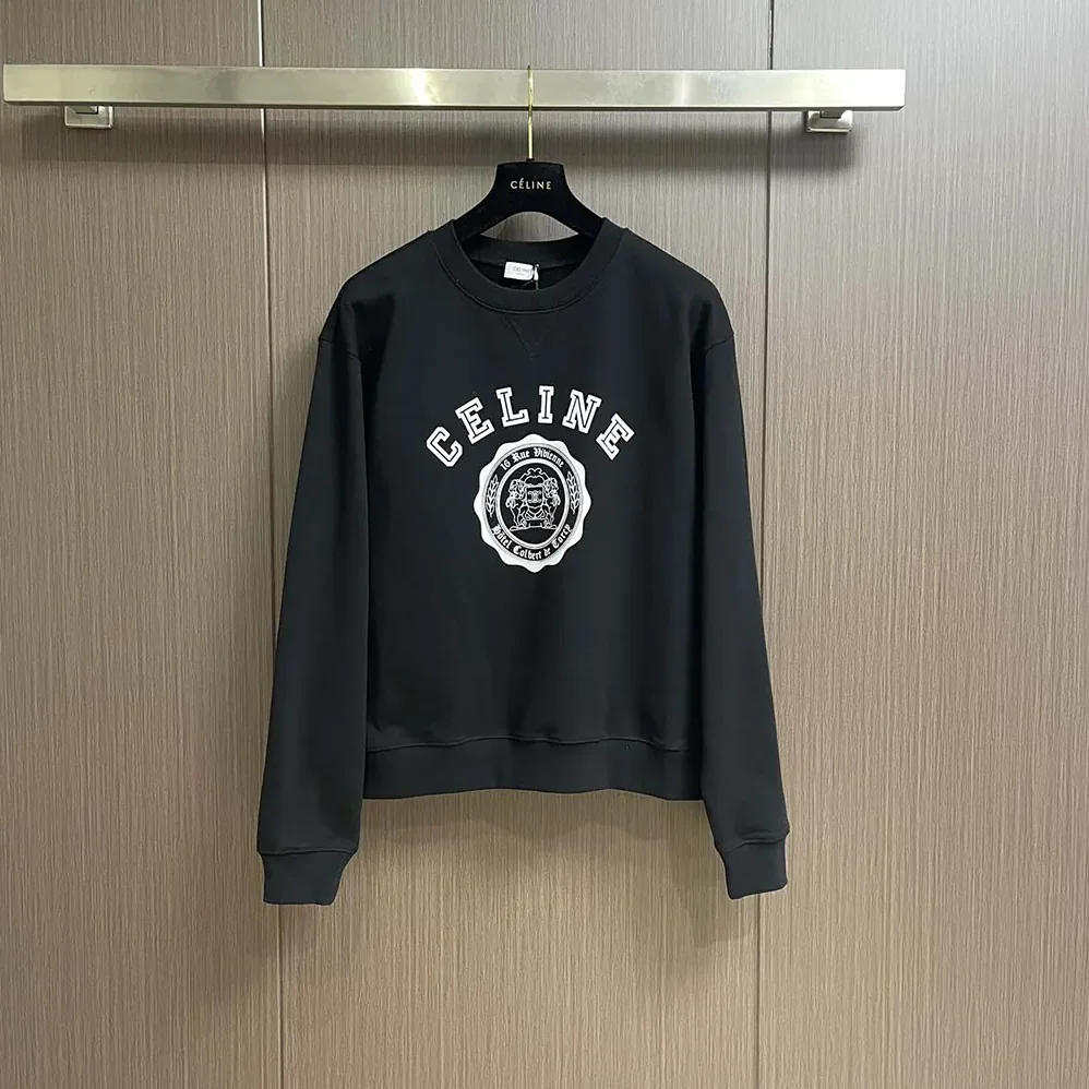 Celine Blason Loose Sweatshirt in Cotton Fleece for Men in Black Celine Blason Loose Sweatshirt in Cotton Fleece for Men in Black
