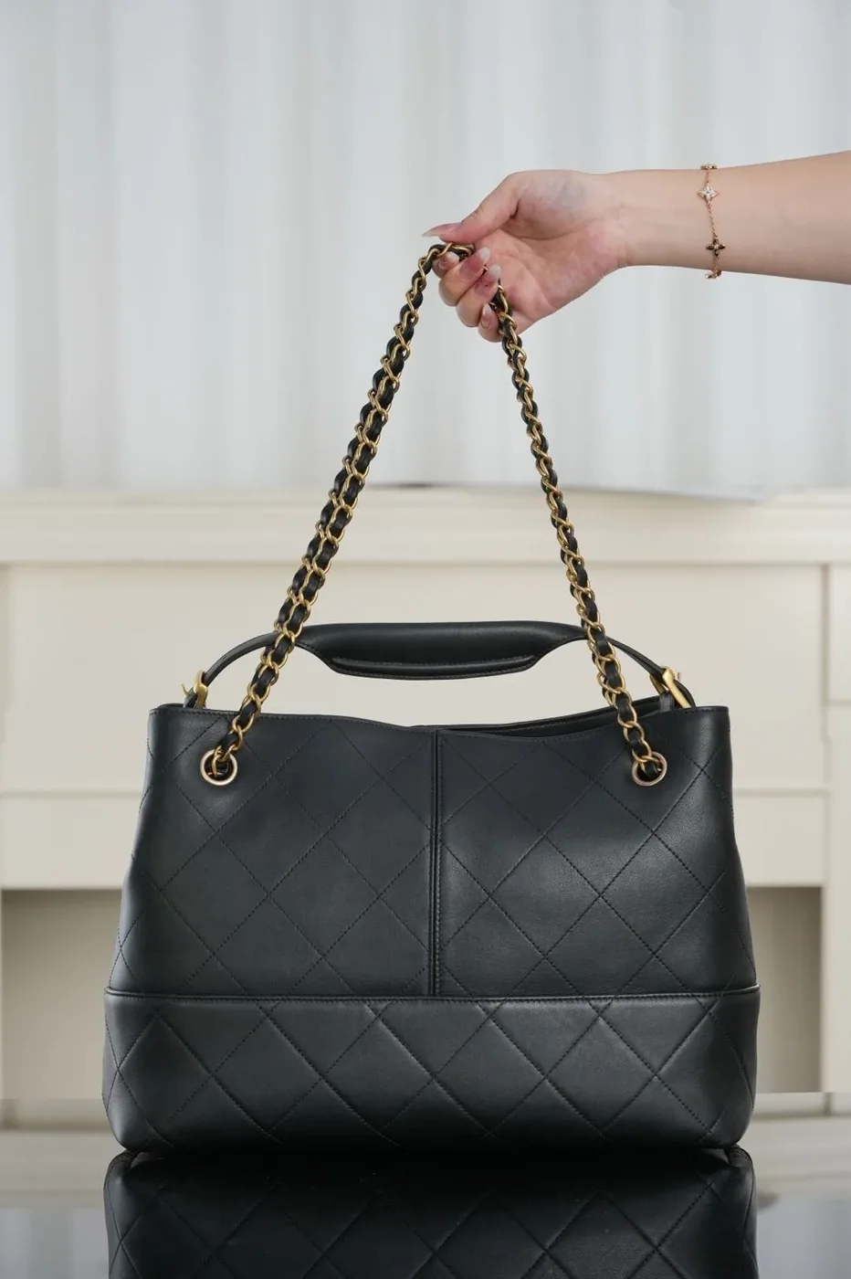 Chanel Shopping Small Tote Bag in Pink Gold Hardware