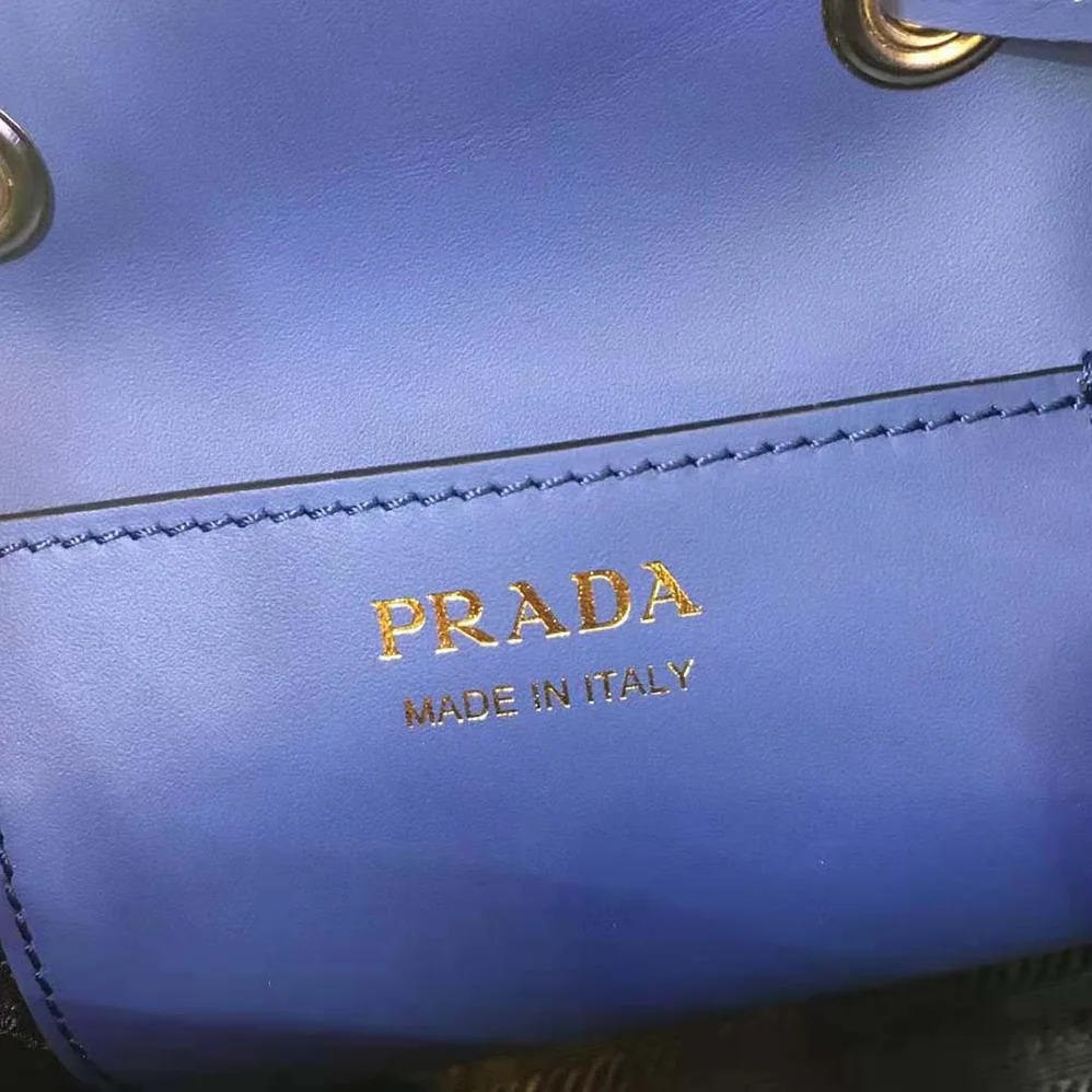 Prada Saffiano Leather Bucket Bag for Women in Navy