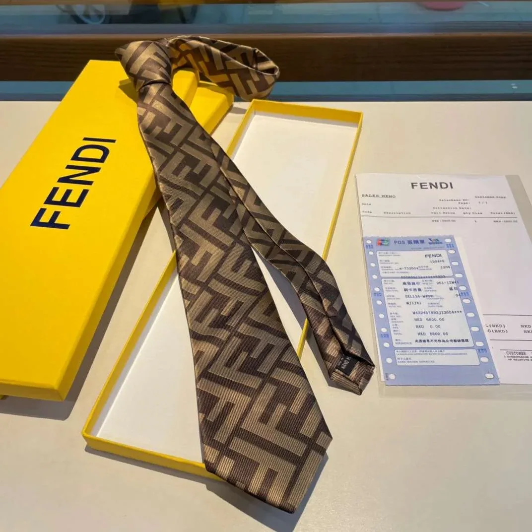Fendi Tie Silk Necktie Brown FXC023A003F13D6