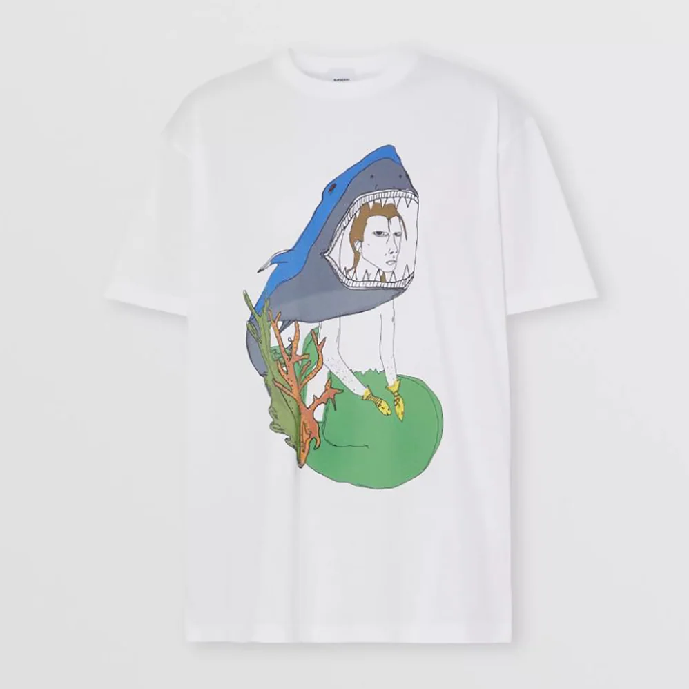 Burberry Marine Sketch Print Cotton Oversized T for Men in shirt Burberry Marine Sketch Print Cotton Oversized T for Men in shirt