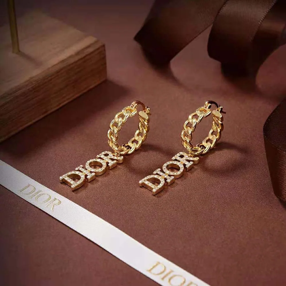Dior Dio(r)evolution Earrings Gold-Finish Metal and White Crystals for Women Dior Dio(r)evolution Earrings Gold-Finish Metal and White Crystals for Women