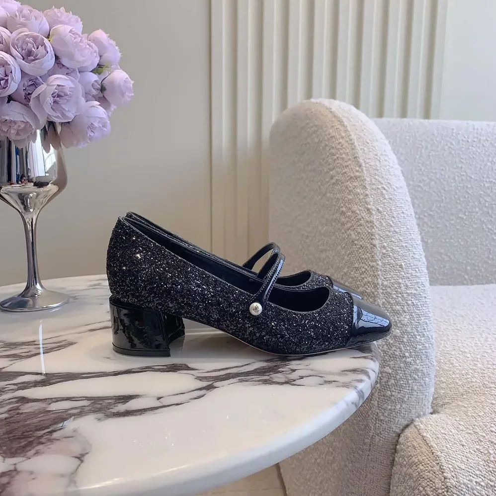 Jimmy Choo Elisa 45 Black Leather Glitter Pumps for Women Jimmy Choo Elisa 45 Black Leather Glitter Pumps for Women
